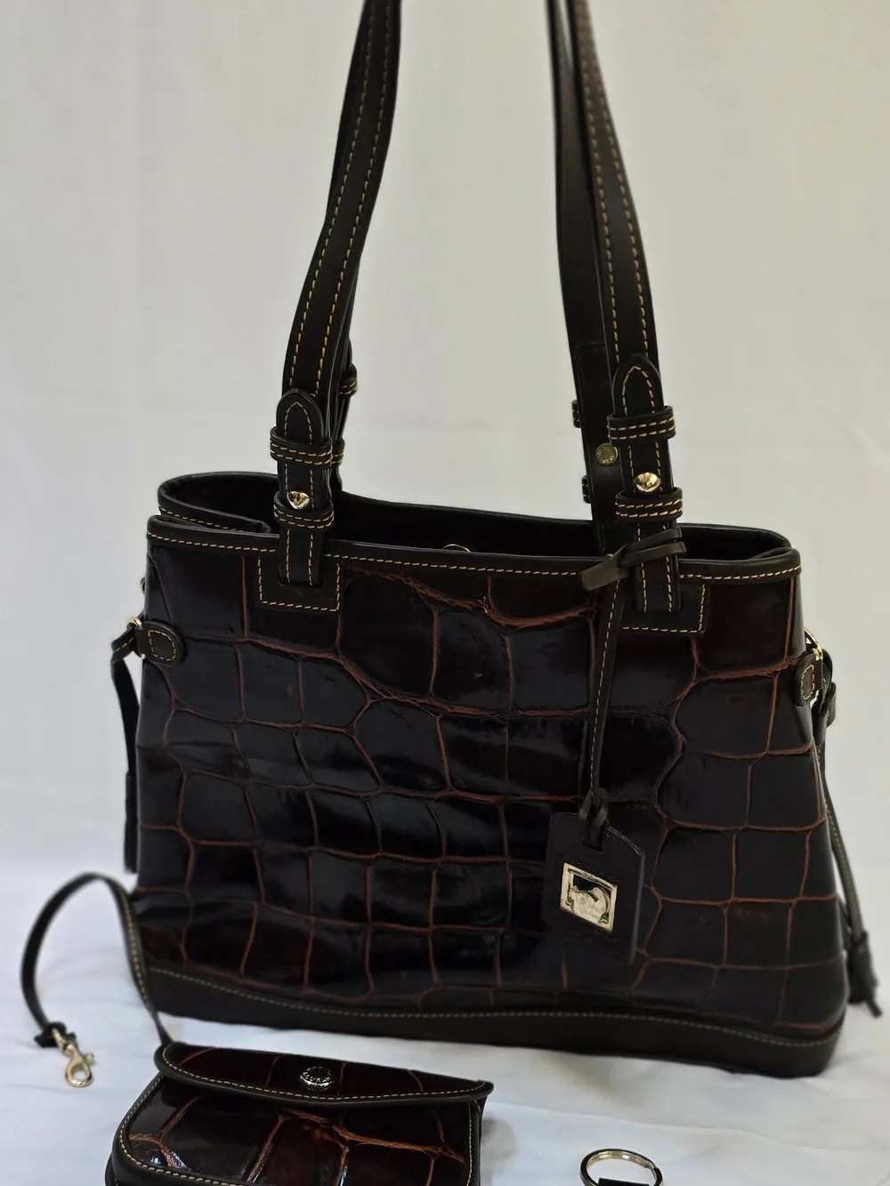Dooney & Bourke Dillen Croco Embossed Leather Tote 3-Piece Set